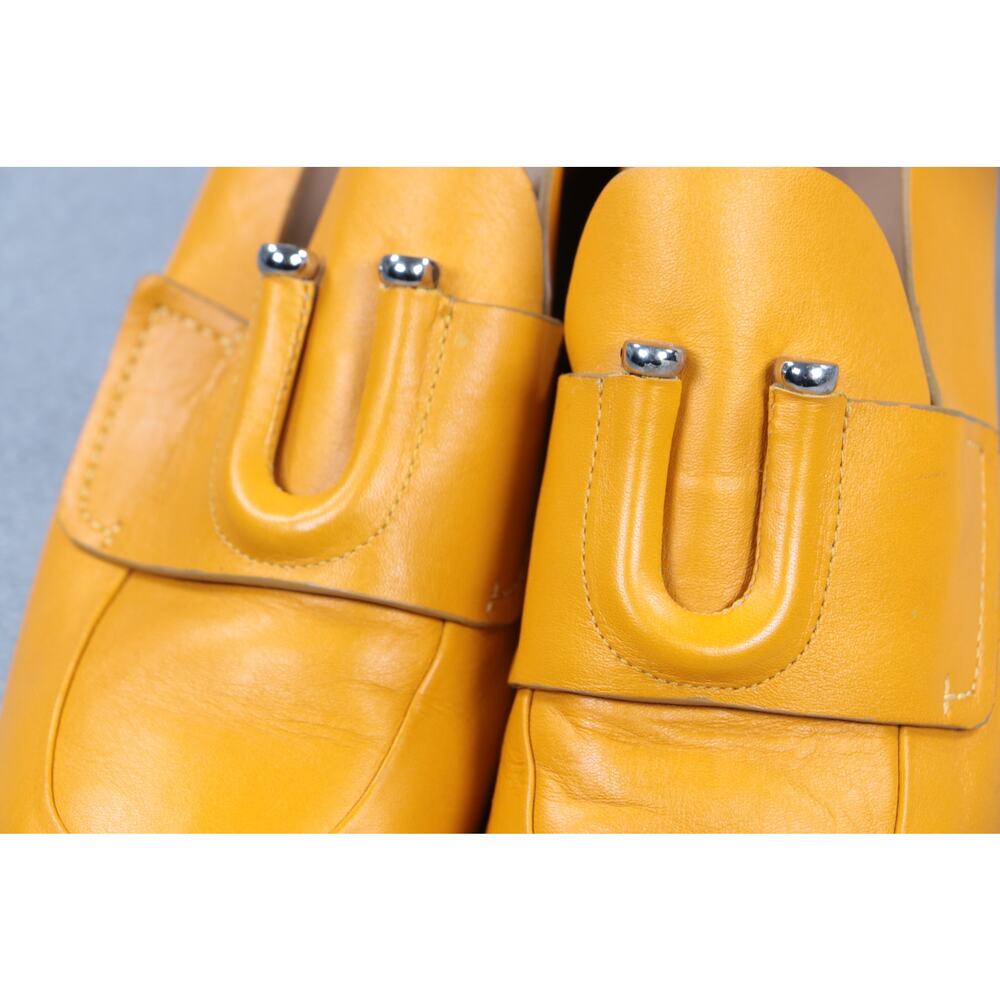 Mercedes Castillo Womens Heels Yellow Leather Block Heel Pumps Slip On Size 7 - Picture 4 of 16